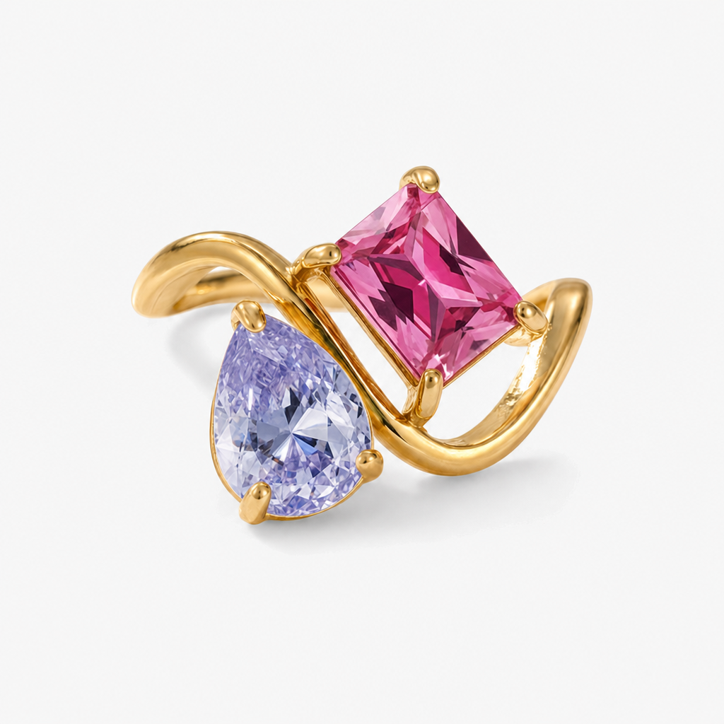 Verity Birthstone Duo Ring — February & July birthstones