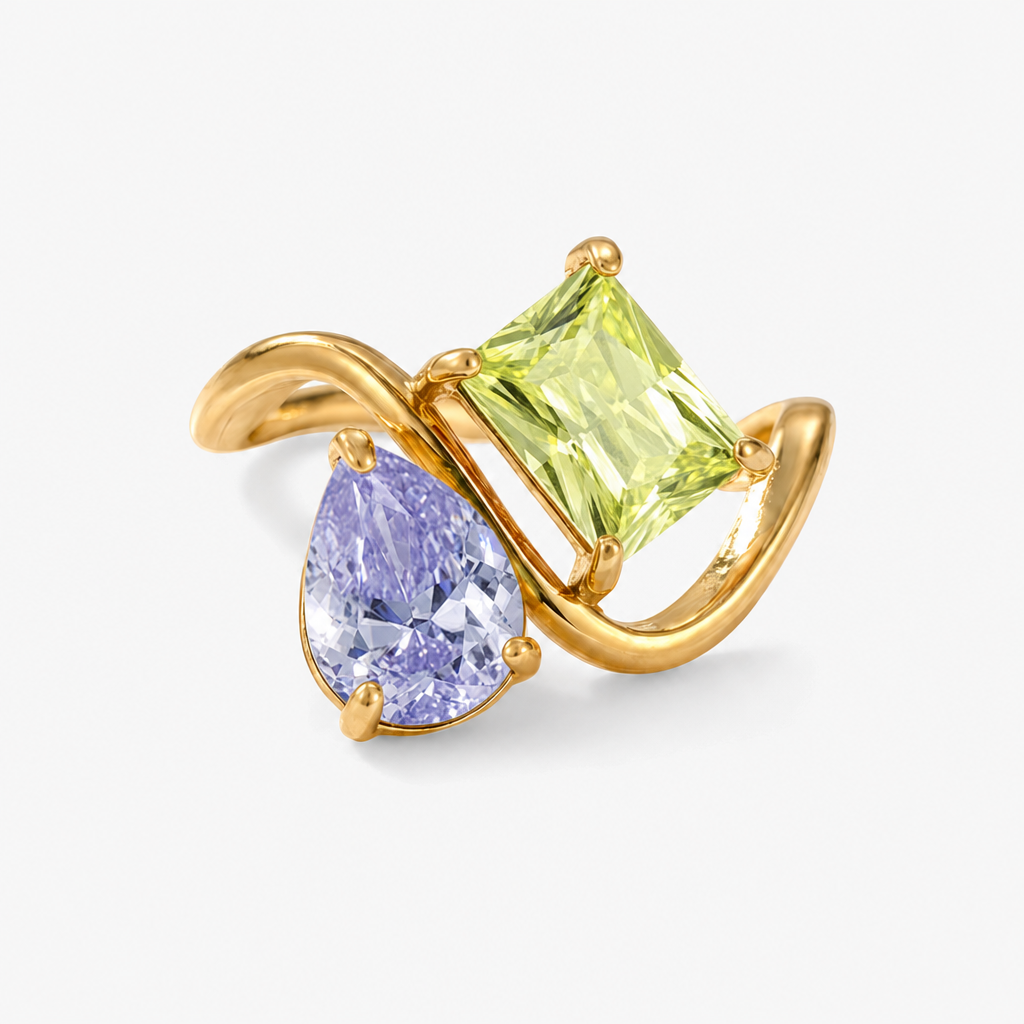 Verity Birthstone Duo Ring — February & August birthstones