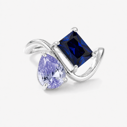 Verity Birthstone Duo Ring (Silver) — February & September birthstones