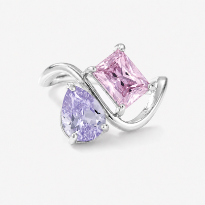 Verity Birthstone Duo Ring (Silver) — February & October birthstones