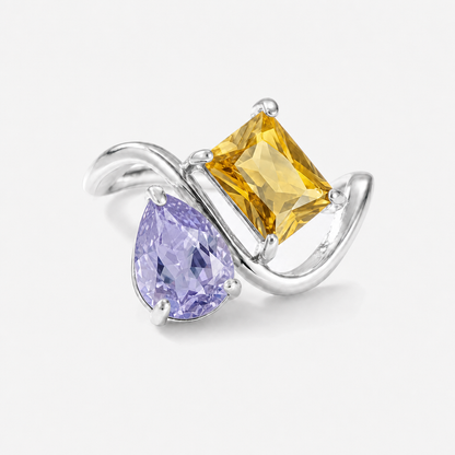 Verity Birthstone Duo Ring (Silver) — February & November birthstones