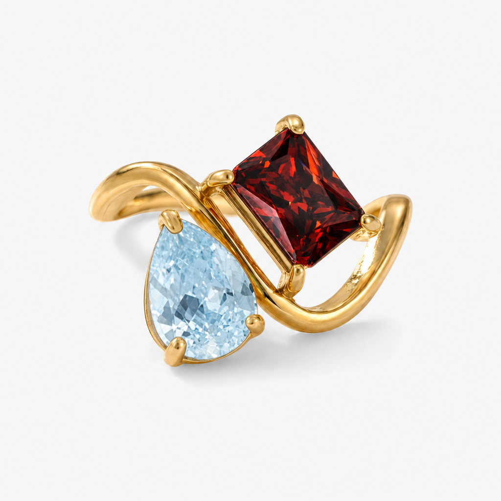 Verity Birthstone Duo Ring — March & January birthstones