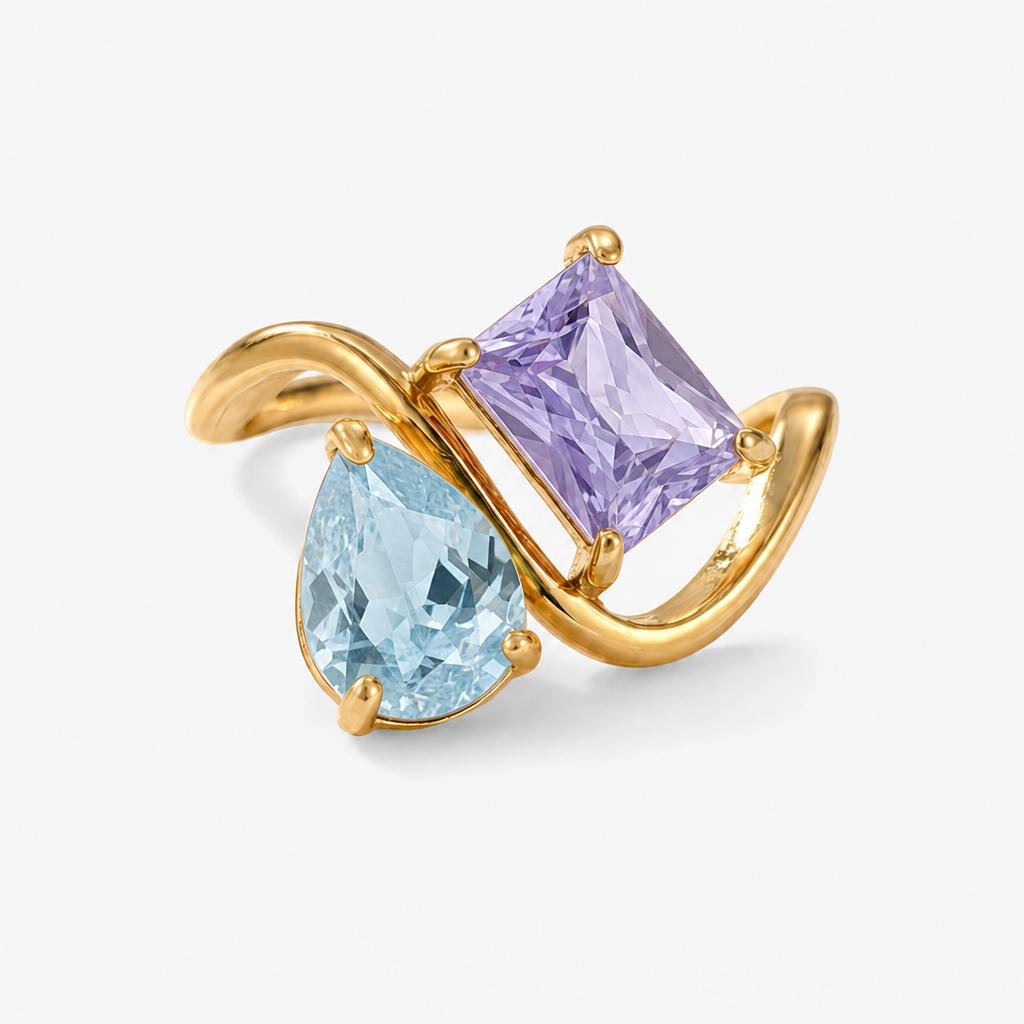Verity Birthstone Duo Ring — March & February birthstones