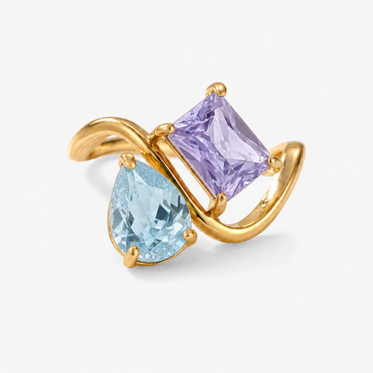 Verity Birthstone Duo Ring — March & February birthstones