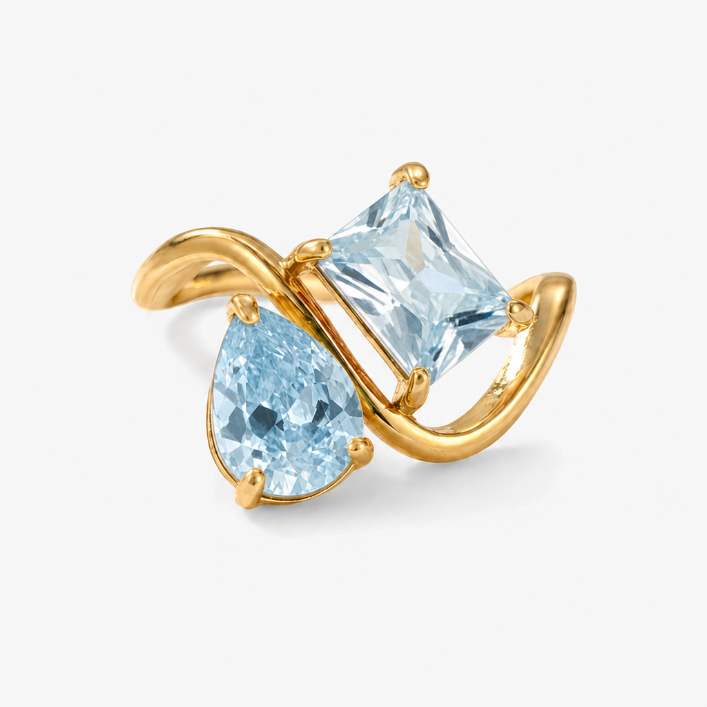 Verity Birthstone Duo Ring — March & March birthstones