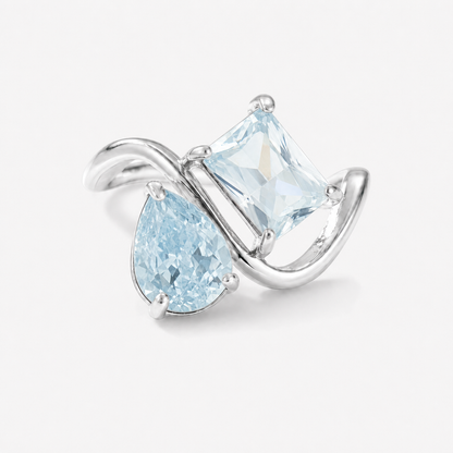 Verity Birthstone Duo Ring (Silver) — March & March birthstones