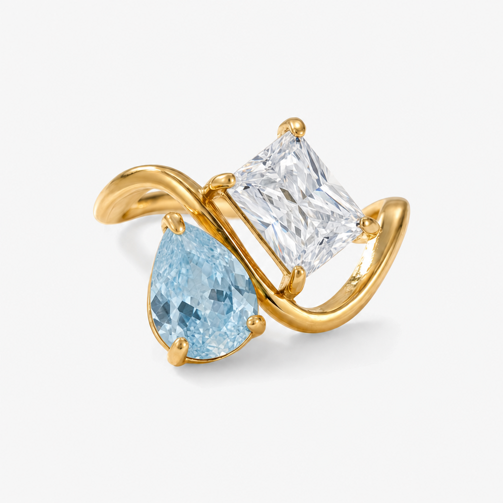 Verity Birthstone Duo Ring — March & April birthstones