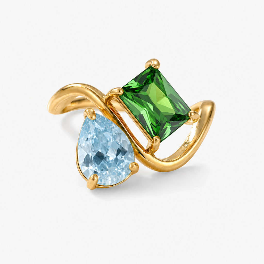 Verity Birthstone Duo Ring — March & May birthstones