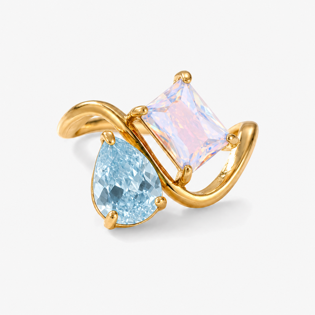 Verity Birthstone Duo Ring — March & June birthstones