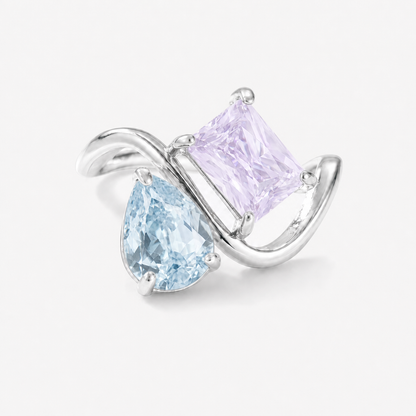 Verity Birthstone Duo Ring (Silver) — March & June birthstones