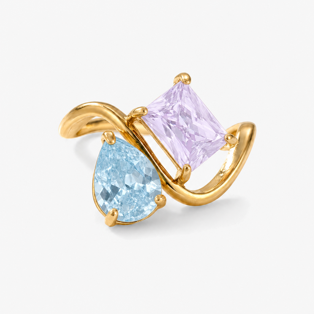 Verity Birthstone Duo Ring — March & June birthstones