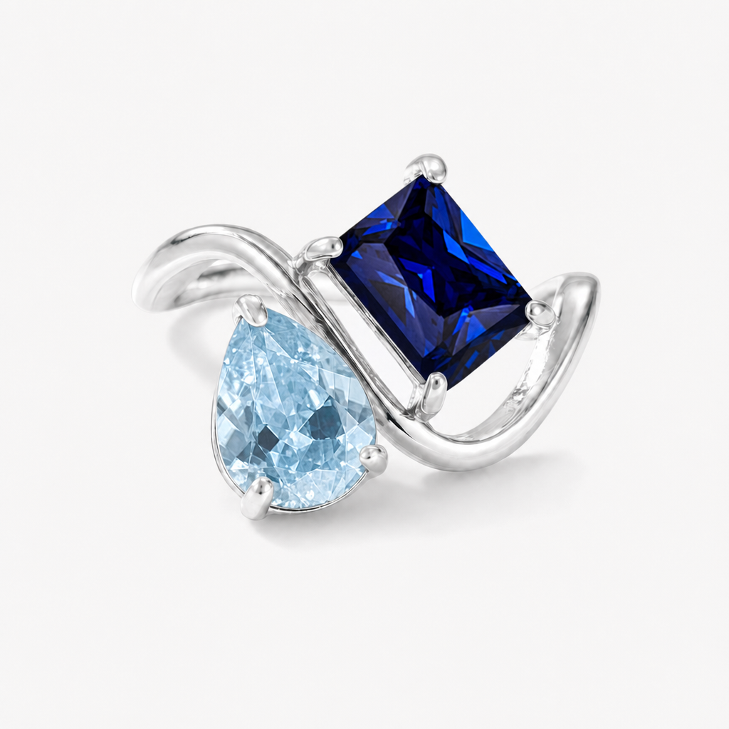 Verity Birthstone Duo Ring (Silver) — March & September birthstones