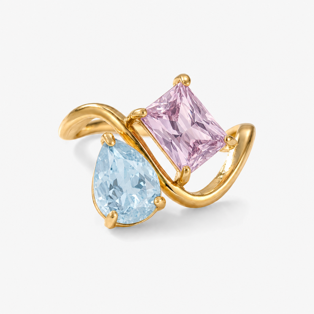 Verity Birthstone Duo Ring — March & October birthstones