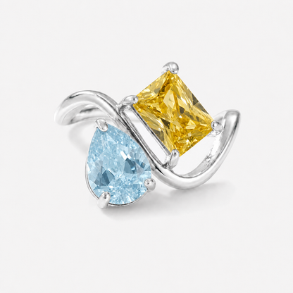 Verity Birthstone Duo Ring (Silver) — March & November birthstones