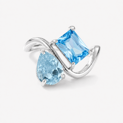 Verity Birthstone Duo Ring (Silver) — March & December birthstones