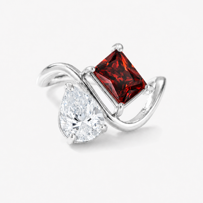 Verity Birthstone Duo Ring (Silver) — April & January birthstones