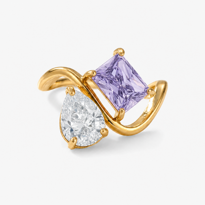 Verity Birthstone Duo Ring — April & February birthstones