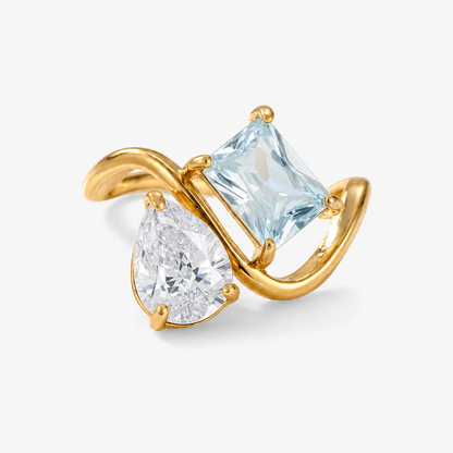 Verity Birthstone Duo Ring — April & March birthstones
