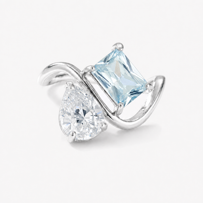 Verity Birthstone Duo Ring (Silver) — April & March birthstones