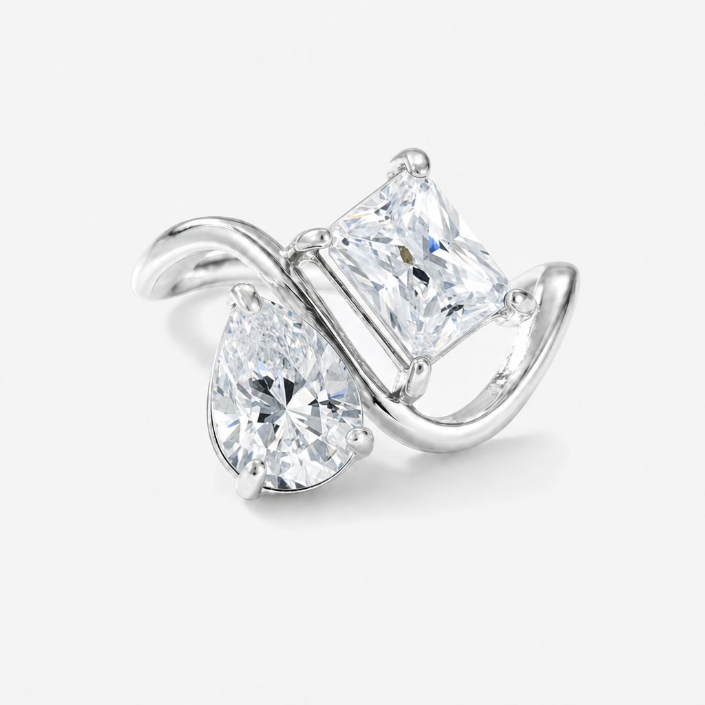Verity Birthstone Duo Ring (Silver) — April & April birthstones