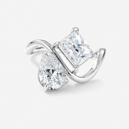 Verity Birthstone Duo Ring (Silver) — April & April birthstones