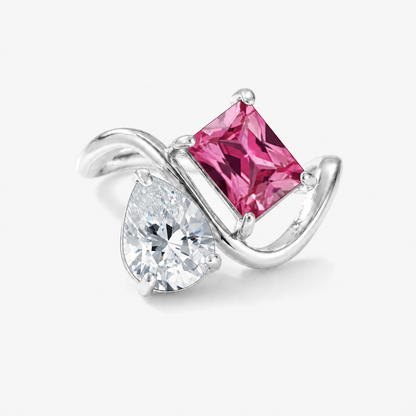 Verity Birthstone Duo Ring (Silver) — April & July birthstones