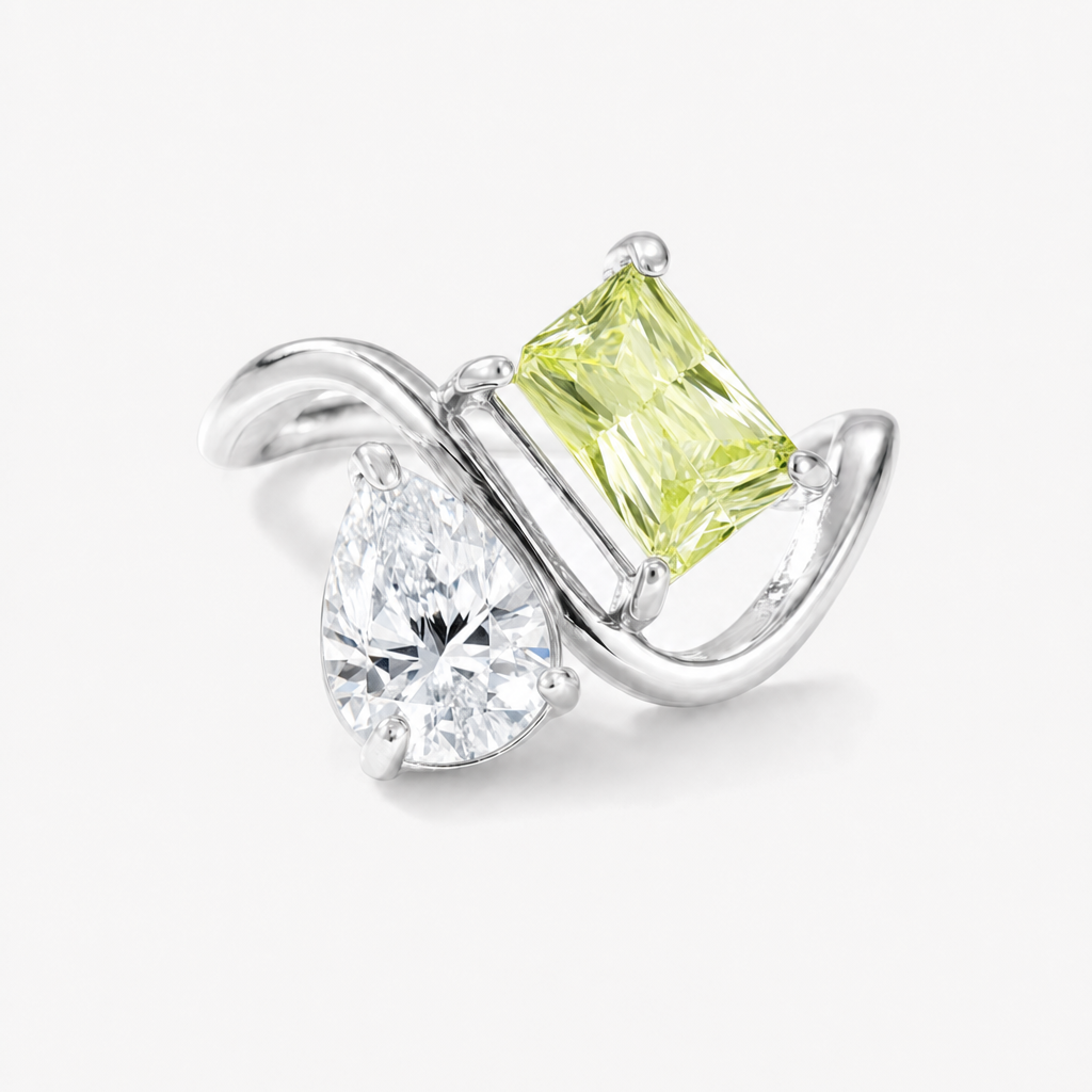 Verity Birthstone Duo Ring (Silver) — April & August birthstones