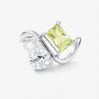 Verity Birthstone Duo Ring (Silver) — April & August birthstones