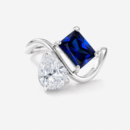 Verity Birthstone Duo Ring (Silver) — April & September birthstones