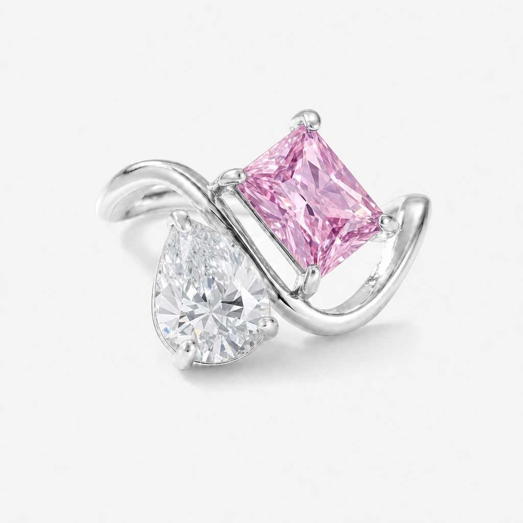 Verity Birthstone Duo Ring (Silver) — April & October birthstones