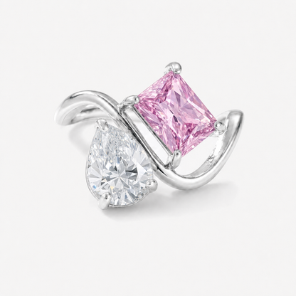 Verity Birthstone Duo Ring (Silver) — April & October birthstones