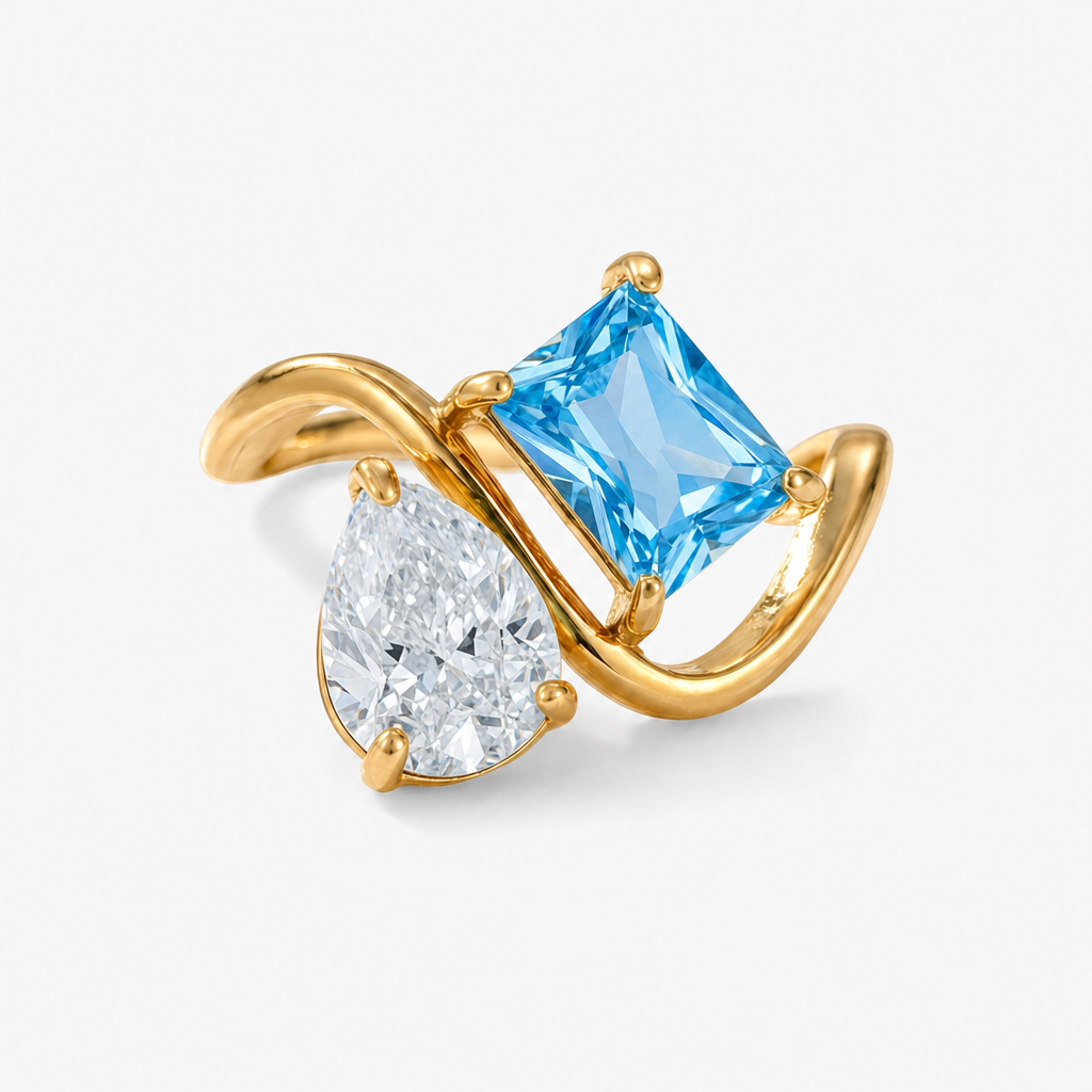 Verity Birthstone Duo Ring — April & December birthstones