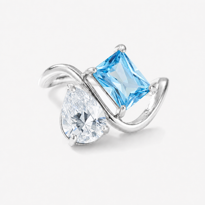 Verity Birthstone Duo Ring (Silver) — April & December birthstones