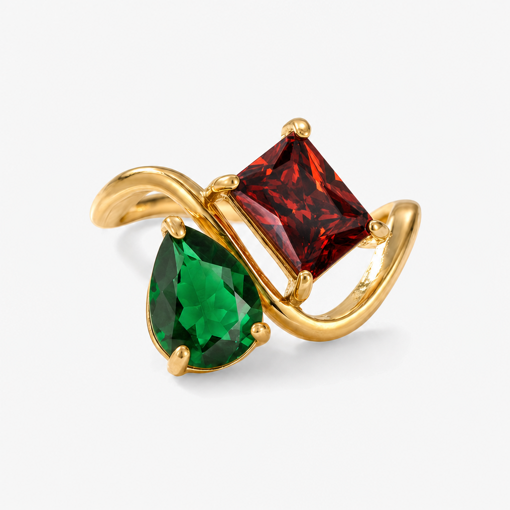 Verity Birthstone Duo Ring — May & January birthstones