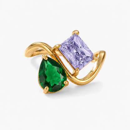 Verity Birthstone Duo Ring — May & February birthstones