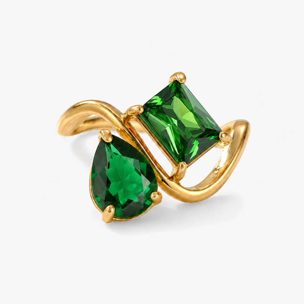 Verity Birthstone Duo Ring — May & May birthstones