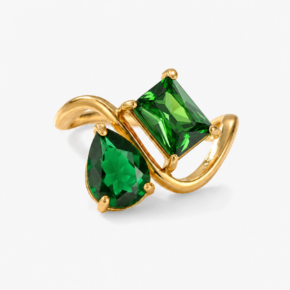 Verity Birthstone Duo Ring — May & May birthstones