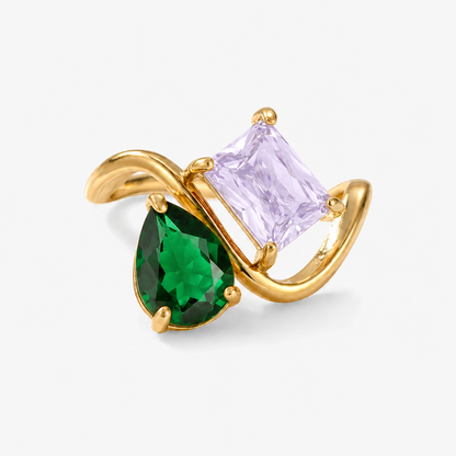 Verity Birthstone Duo Ring — May & June birthstones