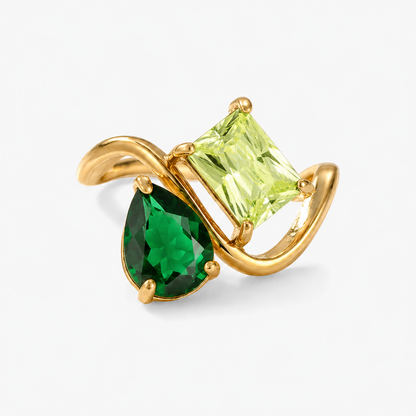 Verity Birthstone Duo Ring — May & August birthstones