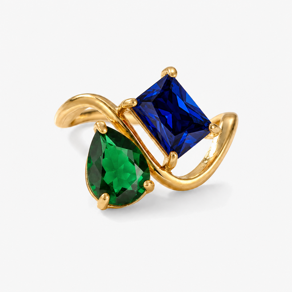 Verity Birthstone Duo Ring — May & September birthstones
