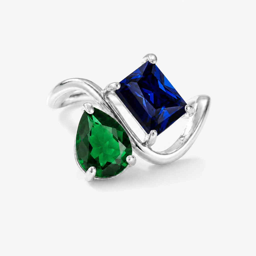Verity Birthstone Duo Ring (Silver) — May & September birthstones