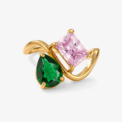 Verity Birthstone Duo Ring — May & October birthstones