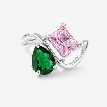 Verity Birthstone Duo Ring (Silver) — May & October birthstones