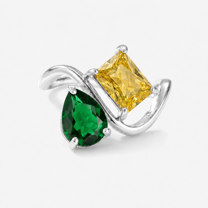 Verity Birthstone Duo Ring (Silver) — May & November birthstones