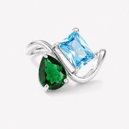 Verity Birthstone Duo Ring (Silver) — May & December birthstones