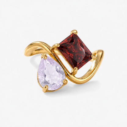 Verity Birthstone Duo Ring — June & January birthstones