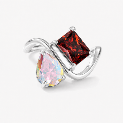 Verity Birthstone Duo Ring (Silver) — June & January birthstones