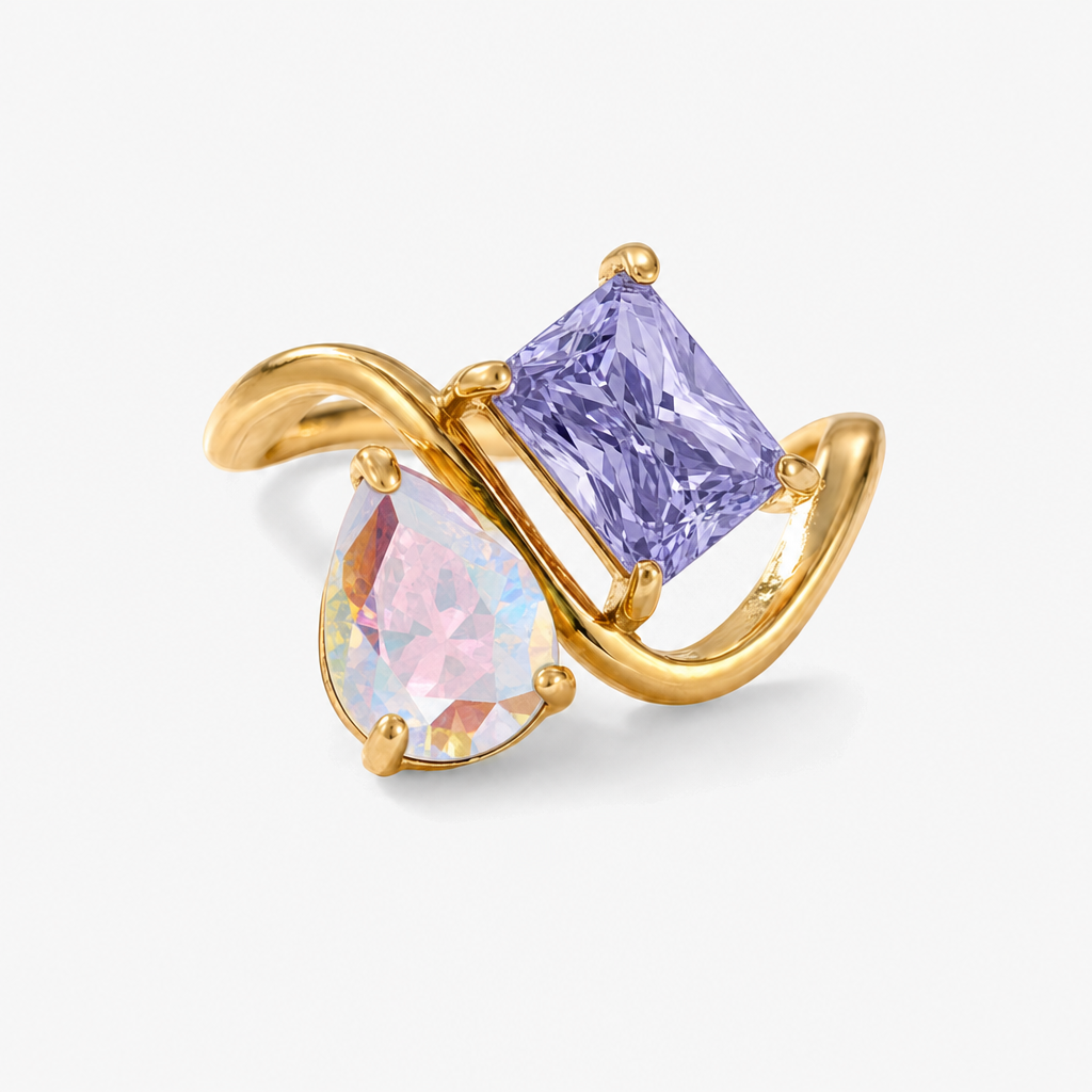 Verity Birthstone Duo Ring — June & February birthstones