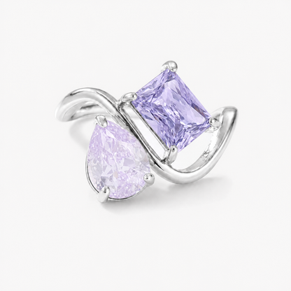 Verity Birthstone Duo Ring (Silver) — June & February birthstones