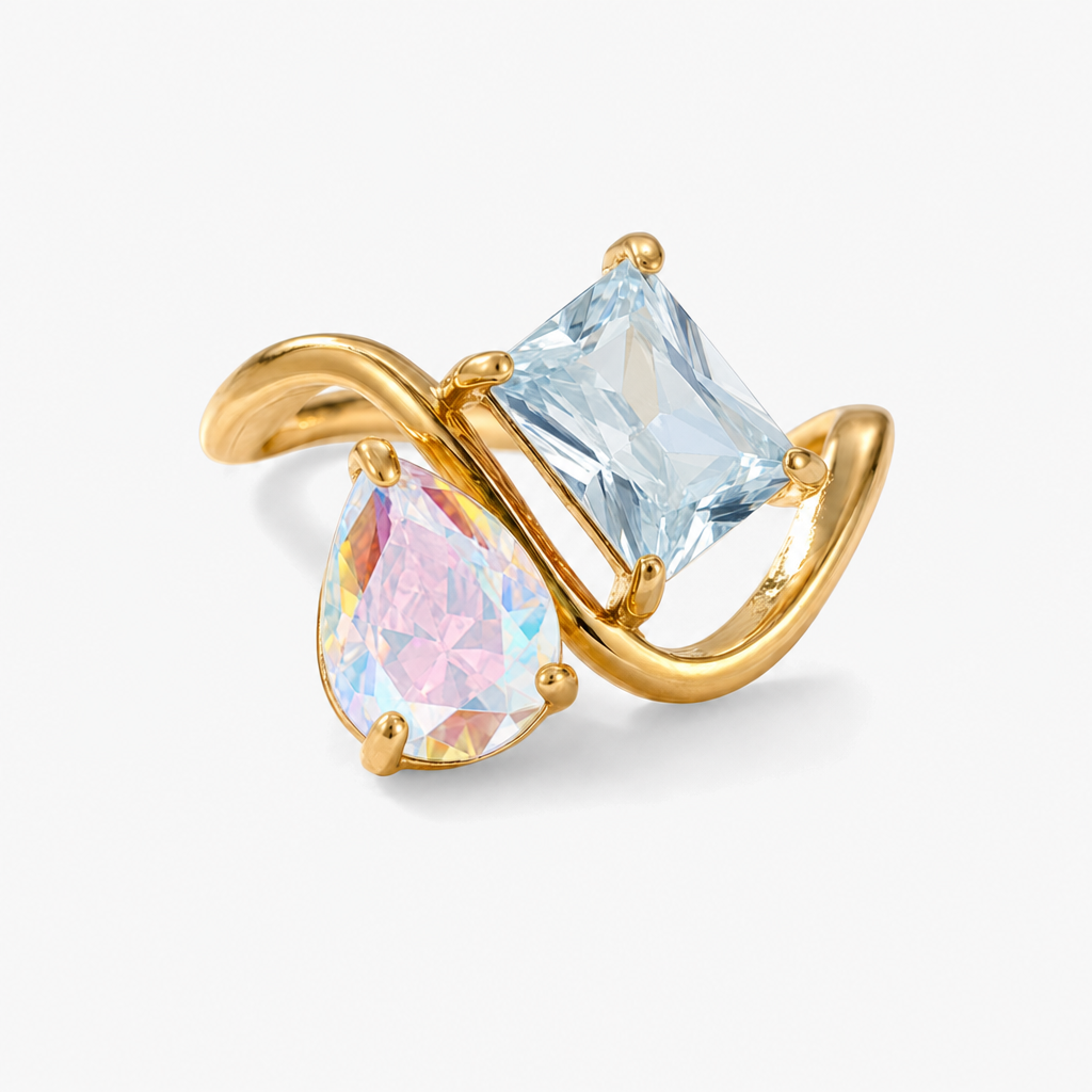 Verity Birthstone Duo Ring — June & March birthstones
